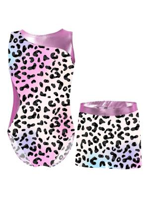 Kids Girls 2pcs Unicorn Rainbow Printed Gymnastics Dance Sets
