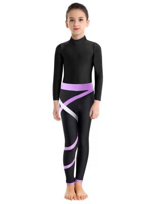 Kids Girls Long Sleeve Leotard with Leggings Sport Sets