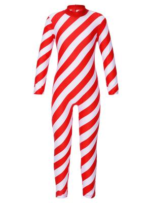 Kids Christmas Turtleneck Long Sleeve Stripe Jumpsuit front image