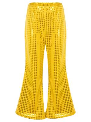 Kids Shiny Sequins Flared Jazz Pants Stage Performance Pants