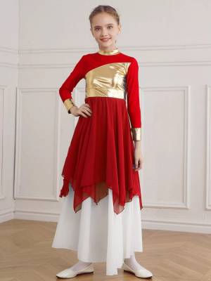 Kid Girl Long Sleeve Praise Worship Dance Dress (Pettico Not Included) front image