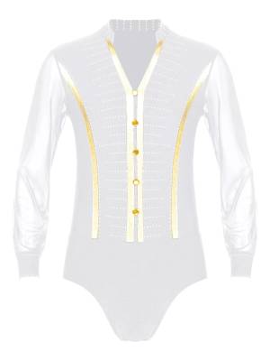 Men Long Sleeve Ballroom Samba Latin Dance Leotard front image