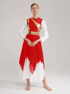 Women Sleeveless Modern Worship Praise Dance Dresses(no white underdress) front image