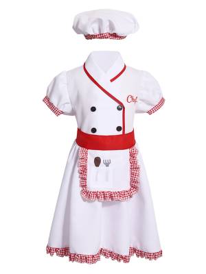 Chef Costume Dress Top with Hat for Kids Girls and Boys front image