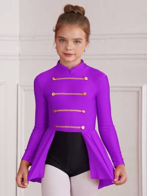 Kids Girls Long Sleeve Buttons Circus Ringmaster Jumpsuit Dress front image