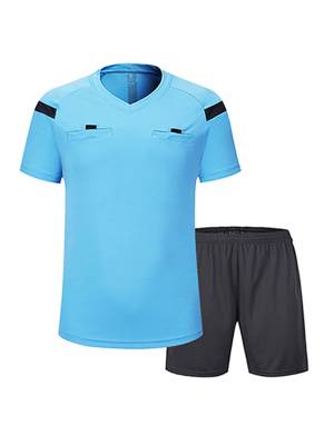 Men Two-Piece Short Sleeve T-shirt with Shorts Soccer Referee Uniform