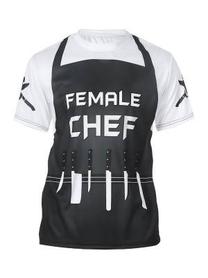 Men Creative Color Block Printed Short Sleeve Chef T-shirt front image