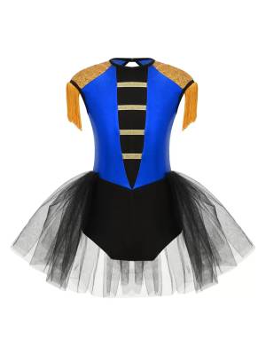Kids Girls Circus Ringmaster Costume Sleeveless Sequins Leotard Dress