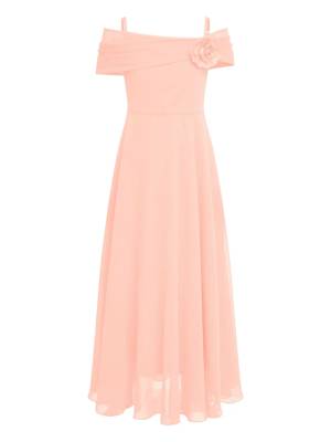 Kids Girls 3D Flower Applique A-Line Chiffon Junior Bridesmaid Dress front image