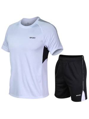 Kids Boys Quick-Drying Round Neck Short Sleeve T-shirt and Shorts Sports Set
