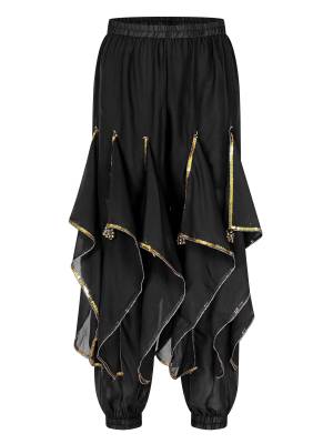 Women Sequin Ruffles Beaded Chiffon Belly Dance Pants front image