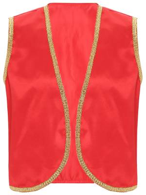 Men Halloween Sleeveless Satin Vest Arabian Prince Cosplay Costume front image