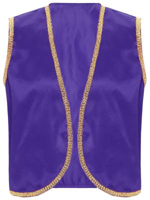 Men Halloween Sleeveless Satin Vest Arabian Prince Cosplay Costume