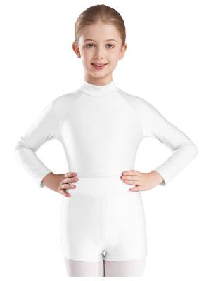 Kids Girls Glittery Rhinestones Long Sleeve Cut Out Back Gymnastic Leotard front image