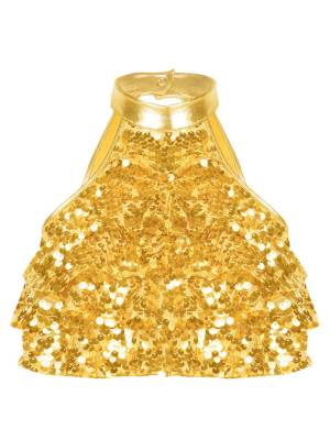 Kids Girls Sleeveless Sequin Tiered Jazz Dance Crop Top front image