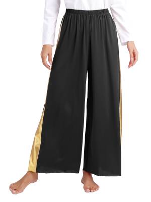 Women Metallic High Waist Wide-Leg Pants for Liturgical Dance