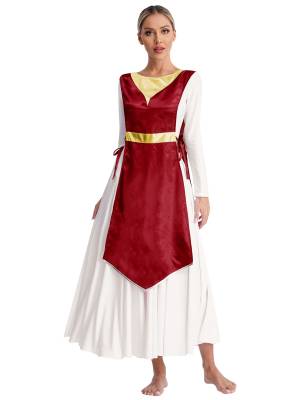 Women Metallic Sides Split Church Worship Tunic(Not Included White Base Dress)