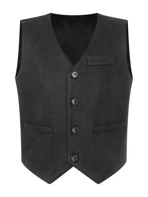 Kids Boys First Communion Waistcoat V Neck Button Up Tank Top front image