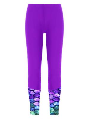Kids Girls High Waist Fish Scales Print Swimming Pants front image
