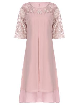 Women Embroidered Plus Size Half Sleeve Chiffon Mother of the Bride Dress