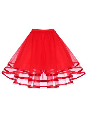 Women Tiered Tulle Underskirt Hoopless Puff A-line Petticoat