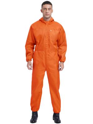 Men Dustproof Long Sleeve Front Zipper Overalls Jumpsuit