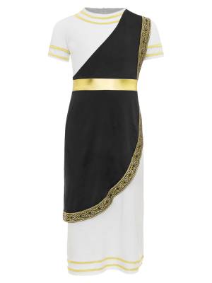 Kids Boys Short Sleeve Asymmetric Ancient Roman Toga Costume Dress front image
