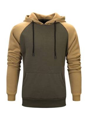 Men Long Sleeve Colorblock Hooded Pullover Sweatshirt for Workout front image
