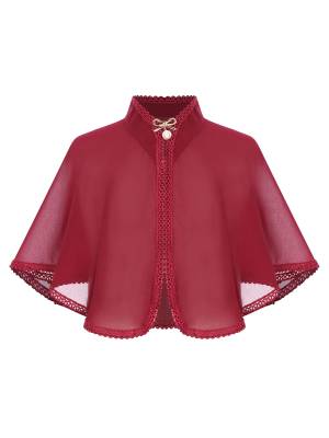 Kids Girls Chiffon Cape with Exquisite Brooch Shawl front image