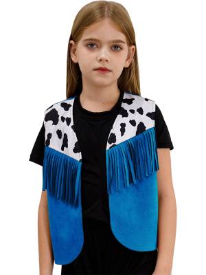 Kids Cowboy Cowgirl Costume Sleeveless Fringe Vest front image
