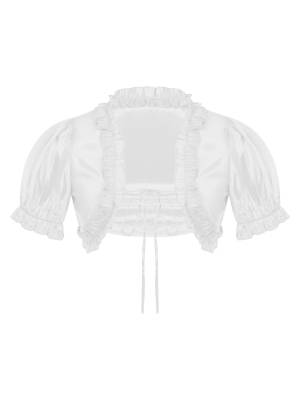 Women Mesh Crop Cardigan Open Front Short Sleeve Shawl