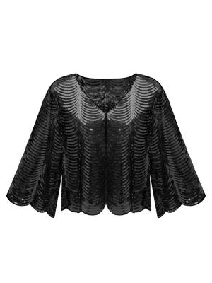 Women Sparkly Sequin Bolero V Neck Vintage 1920s Shawl front image