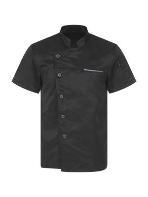 Adults Short Sleeve Stand Collar Button Chef Shirt Kitchen Uniform