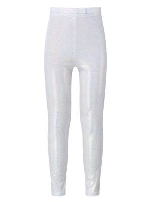 Kids Girls Metallic Elastic Waistband Leggings for Dance Party front image