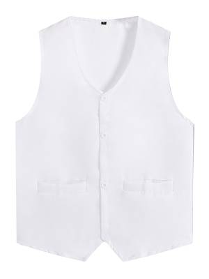 Kids Boys Solid Color V Neck Sleeveless Button Front Vest