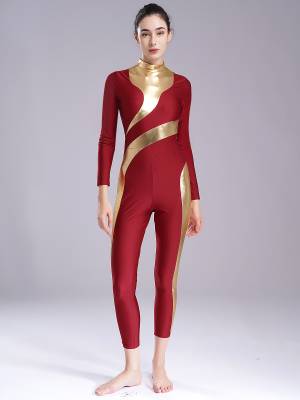 Women Long Sleeve Metallic Gymnastics Unitard front image