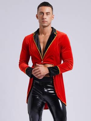 Men Velvet Long Sleeve Lapel Blazers Jacket for Halloween front image