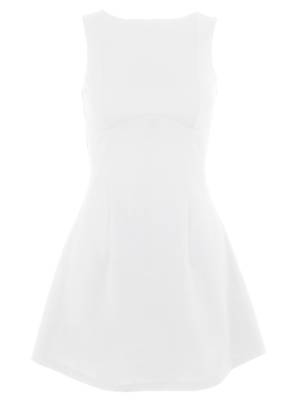 Women A-line Dress Sleeveless Backless Solid Color for Party