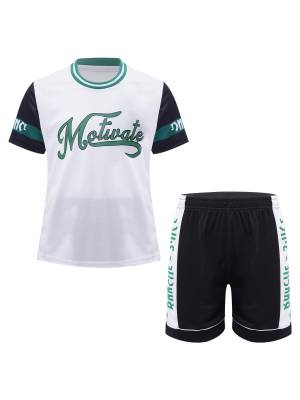 Kids Boys 2pcs Sports Set Quick-Drying Short Sleeve T-shirt and Shorts front image