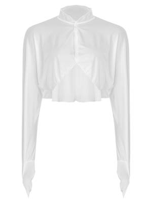 Women Sun-Protective Stand Collar Long Sleeve Asymmetrical Cover-Ups