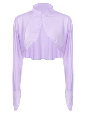 Women Sun-Protective Stand Collar Long Sleeve Asymmetrical Cover-Ups front image