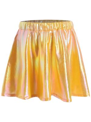 Kids Girls Metallic A-Line Miniskirt for Cheerleading Dance