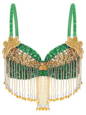 Women Sequins Straps Plastic Beaded Tassels Underwired Bra for Belly Dance front image