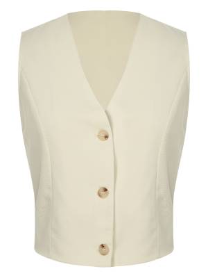 Women Solid Color V Neck Sleeveless Button Vest front image