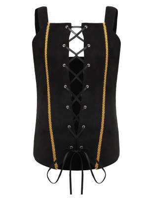 Girls Vintage Lace-up Suede Victorian Pirate Costume Vest front image