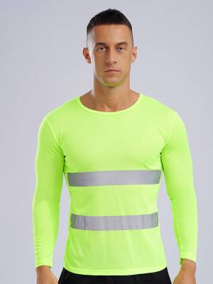 Men Moisture-Wicking Long Sleeves Reflective Stripe Sports T-shirt front image