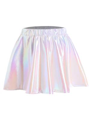 Kids Girls Metallic A-Line Miniskirt for Cheerleading Dance front image