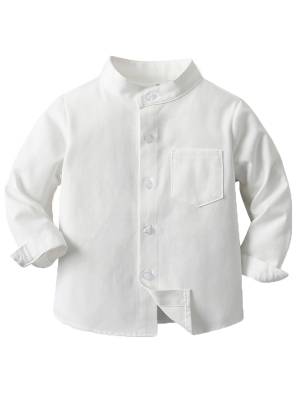 Baby/Toddler Boys Solid Color Long Sleeve Cotton Formal Shirt