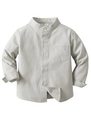 Baby/Toddler Boys Solid Color Long Sleeve Cotton Formal Shirt front image