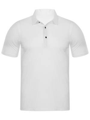 Men Short Sleeve Turn-down Collar Placket Silky Polo Shirt